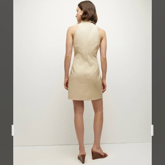 Veronica Beard Roxanne Linen Blend Button-Up Minidress in Stone Khaki Size 14 - Picture 5 of 14